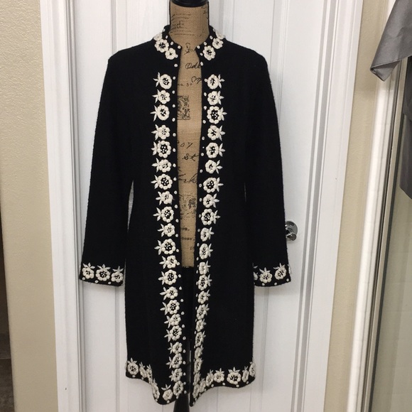 Kenar Sweaters - Kenar Long Wool Sweater Coat.  Small